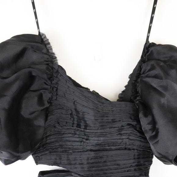 NWT Aje Joan Puff Sleeve Mini Dress AU 6 US 2 Black Cut Out Party Cocktail - Picture 9 of 12